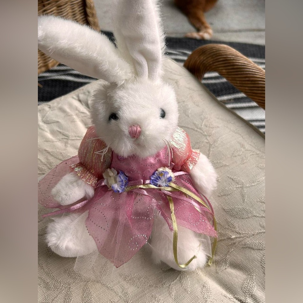 White and Pink Plush Bunny Toy